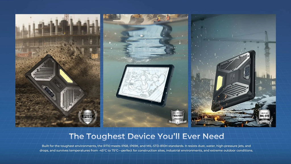 OUKITEL RT10 | Rugged Tablet 5G 25000mAh 64MP 11" FHD | Android 15 con Soporte