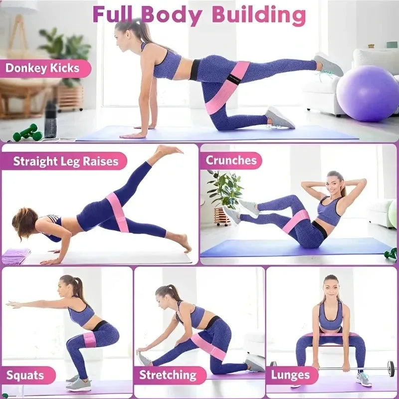 Set 3 Bandas de Resistencia Glúteos | Extra Anchas 8.3cm | 3 Niveles | Yoga Gym Fitness