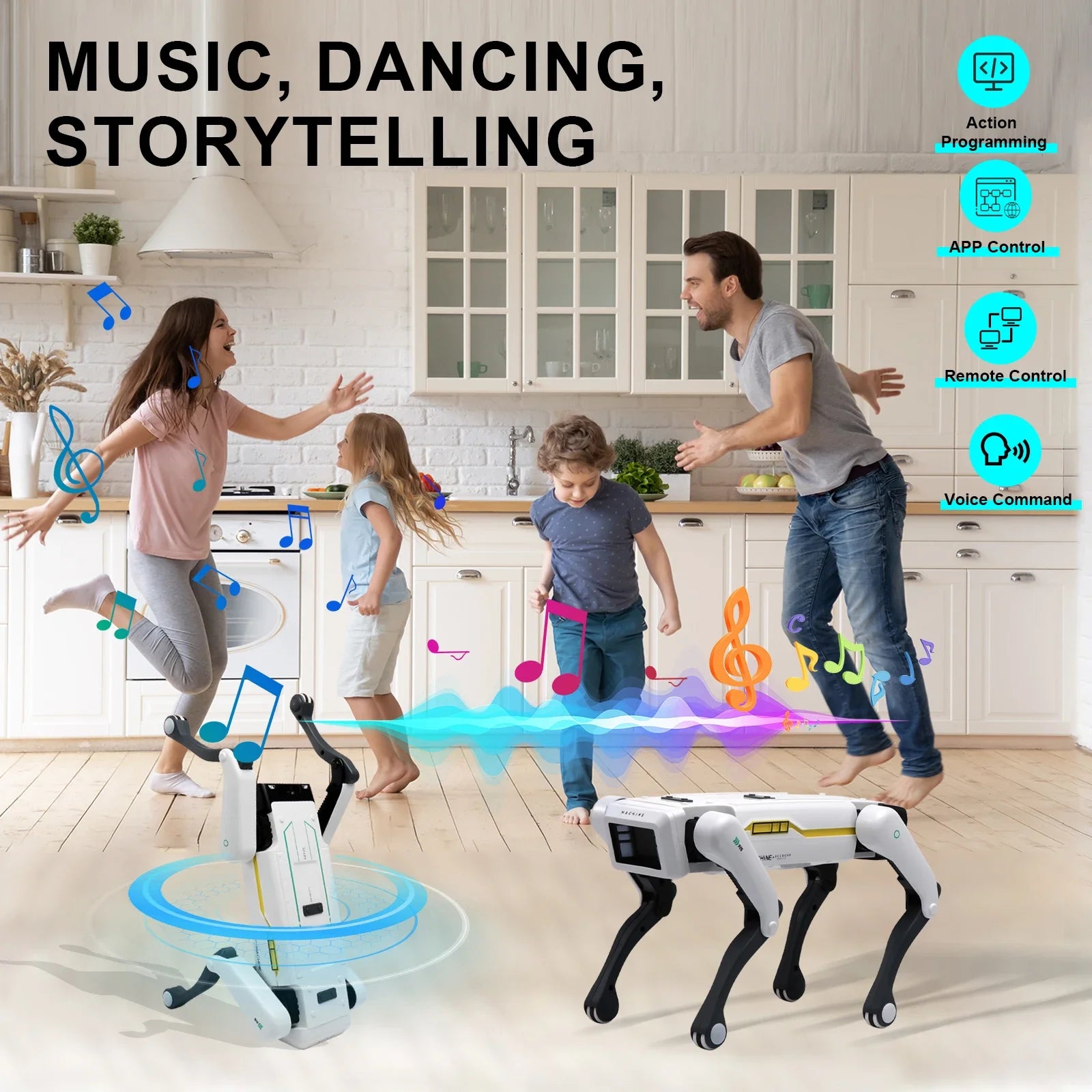Perro Robot RC Multifunción – Control APP, Programable, Canta, Baila, Bioníco e Interactivo