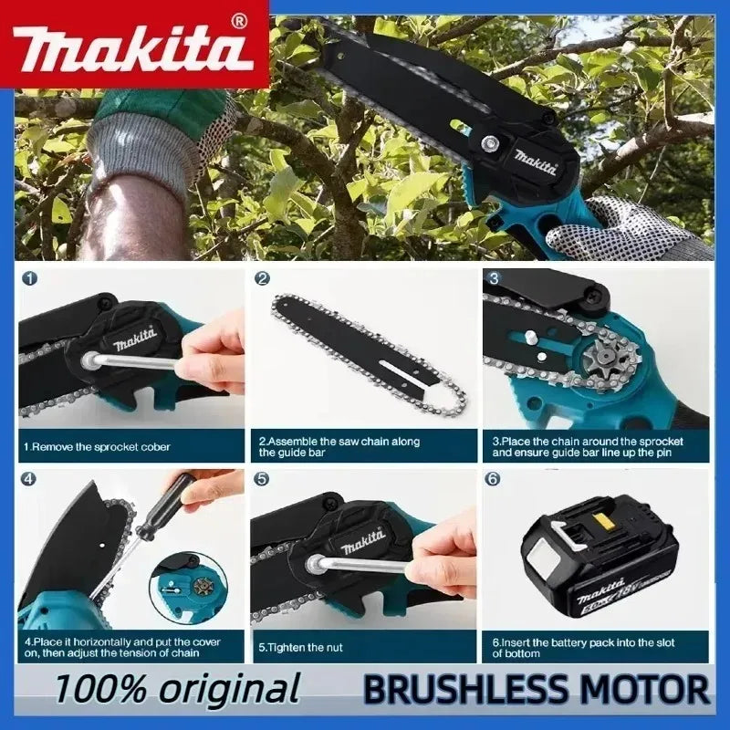 Makita-Compatible 18V 6in Cordless Mini Chainsaw | Woodworking
