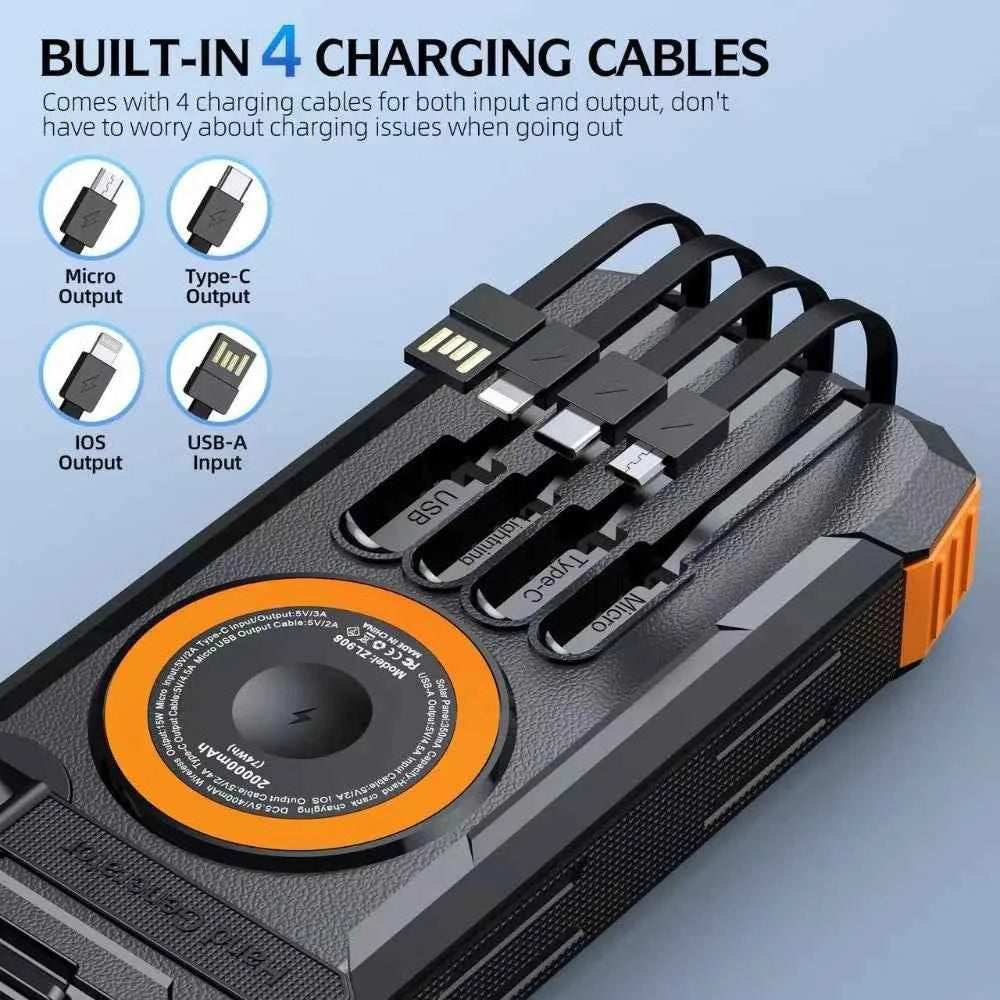 50000mAh Solar Hand-Crank Power Bank | Wireless