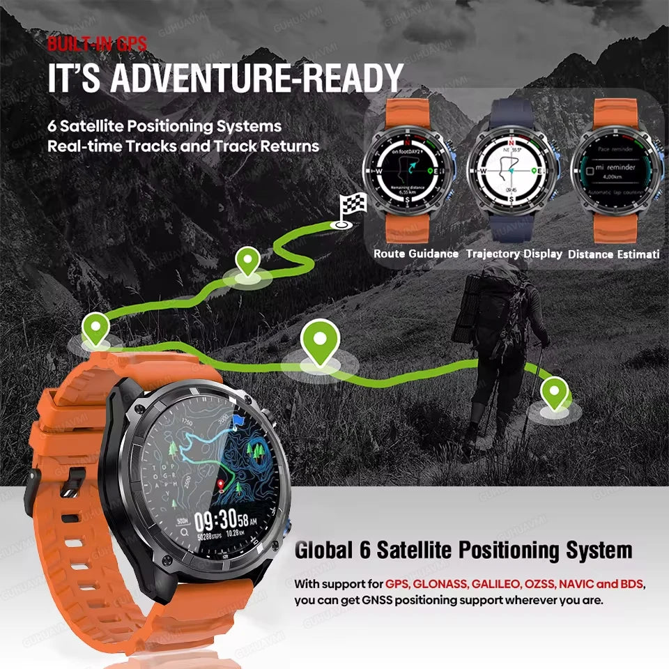 GPS Smartwatch 2025 | AMOLED 1.43" HD Gorilla Glass | 1000mAh | 10ATM Waterproof | Bluetooth Calling | Men Sport | Smartwatch GPS 2025 | AMOLED 1.43" HD Gorilla Glass | 1000mAh | Resistente al Agua 10ATM | Llamadas Bluetooth | Deporte