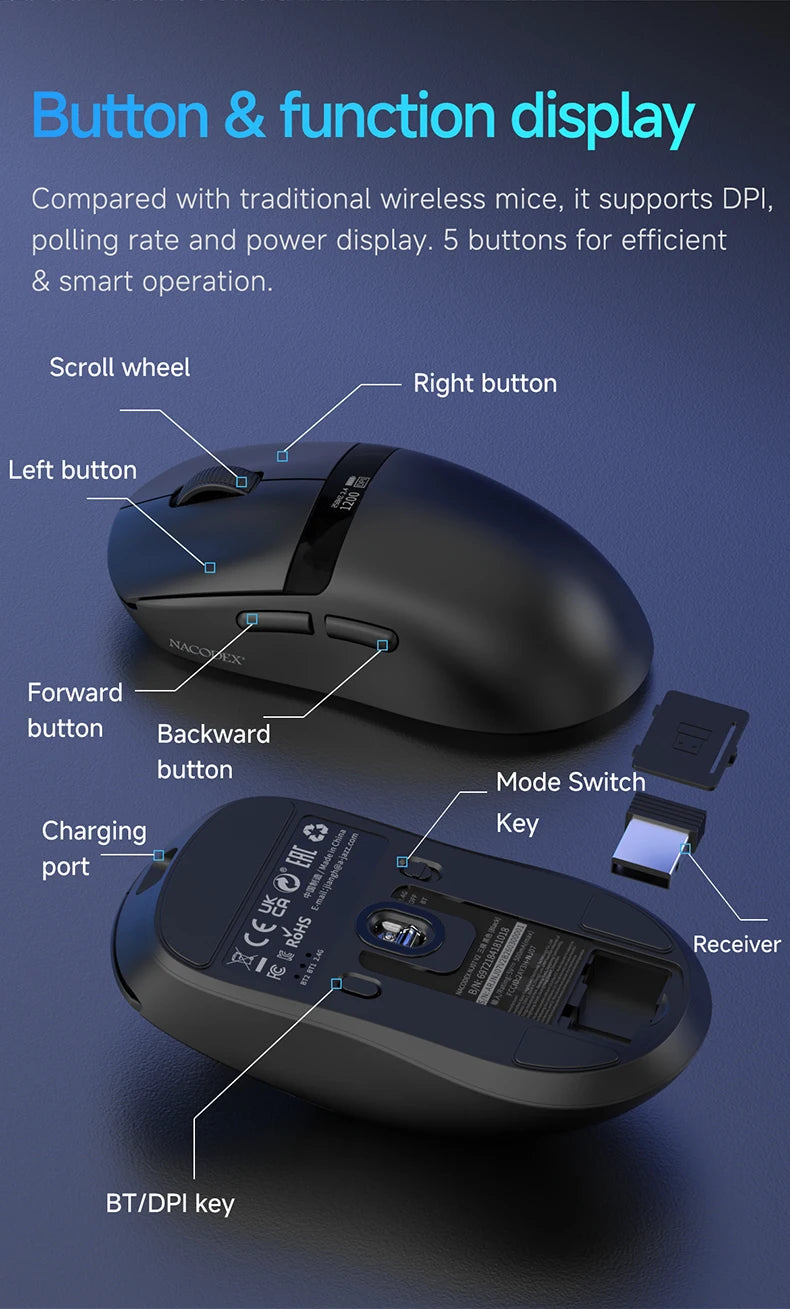 Ajazz AJ139 V2 MC Wireless Gaming Mouse | 12000 DPI