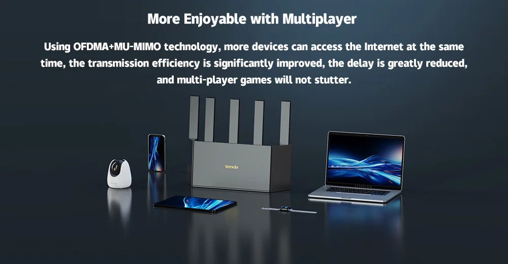 Tenda AX3000 Router WiFi 6 Mesh Gigabit | Doble Banda 2.4G/5GHz | 3000Mbps | OFDMA MU-MIMO | Hogar y Gaming