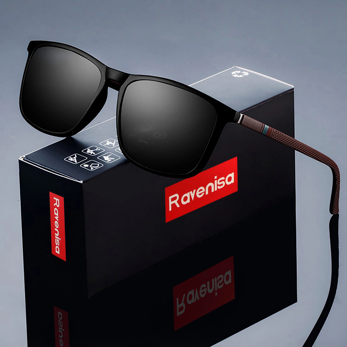 Ravenisa Gafas de Sol Cuadradas Polarizadas | Anti Reflejo | UV400 | Modelo R8801