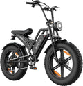E-MTB Adultos 20" Fat Tire | Motor 1500W Peak | 48V 15Ah Extraíble | 60 Millas PAS | Doble Suspensión | Shimano 7v | UL Certificada