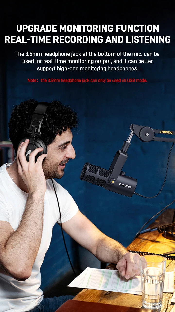 MAONO PD400X USB/XLR Dynamic Microphone | Large Diaphragm | Cardioid | 24-bit | Podcast & Streaming
