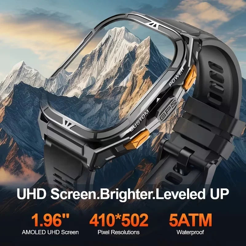 GPS Smartwatch 2026 Rugged | AMOLED 1.96" | NFC | 10m Waterproof | Bluetooth 5.3 | Men Outdoor | Smartwatch GPS 2026 Resistente | AMOLED 1.96" | NFC | Resistente al Agua 10m | Bluetooth 5.3 | Hombre Exterior