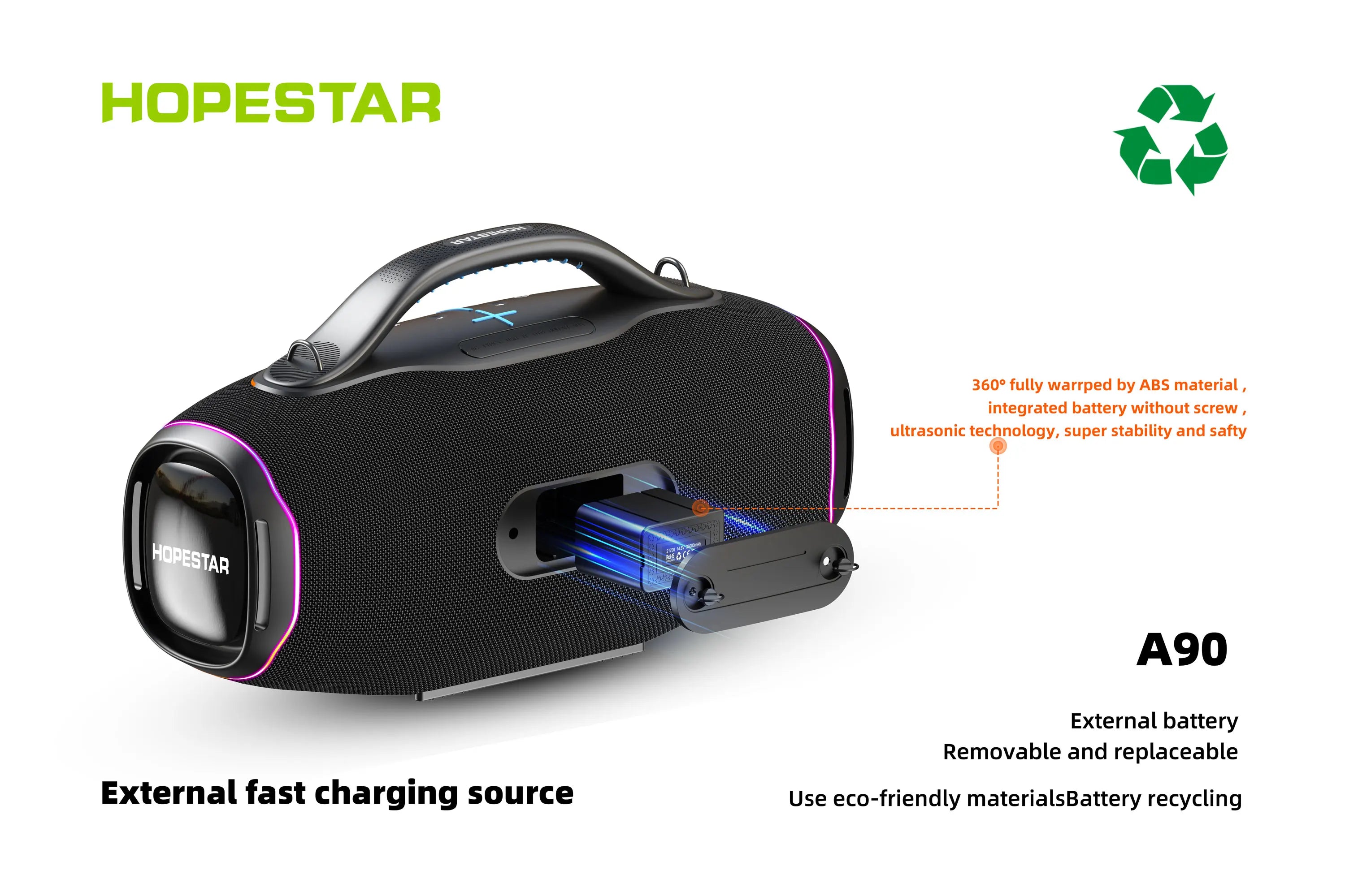 HOPESTAR A90 | Bocina Bluetooth 700W con Micrófono | Karaoke Outdoor IPX6