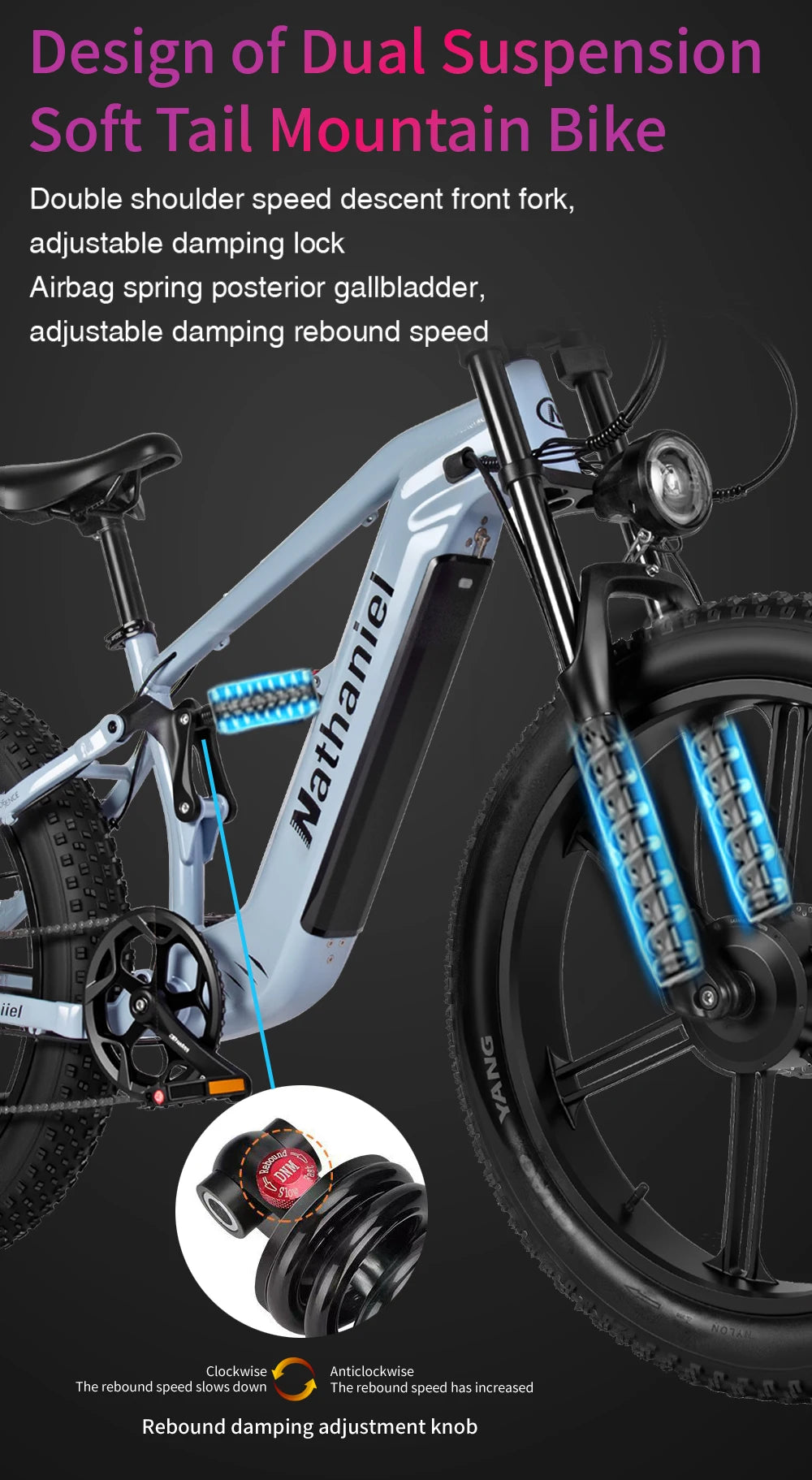 Nathaniel SYR09 Bicicleta Eléctrica 2000W | Doble Motor | Fat Tire 26x4.0 | 48V 20/40Ah | 55km/h | Todo Terreno | E-Bike