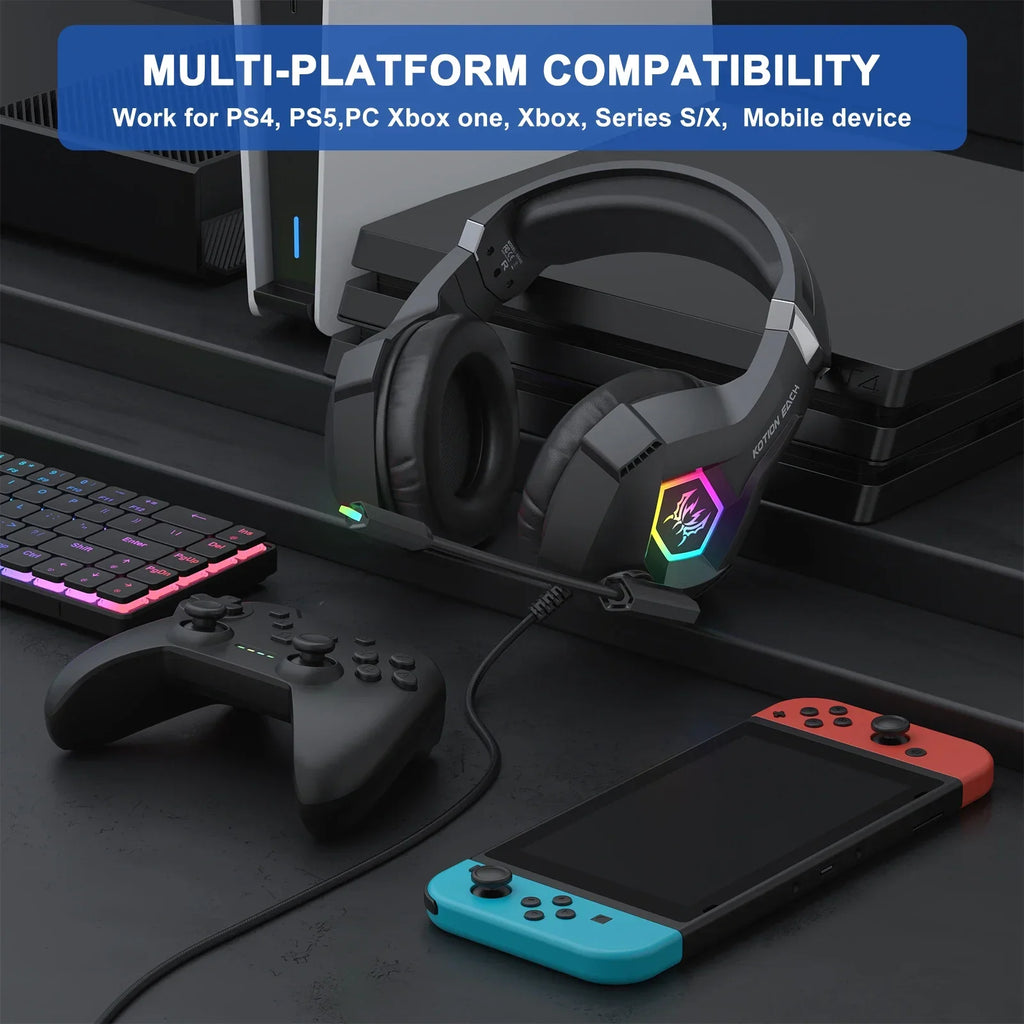 Audífonos Gaming GGBEE GS450 | USB + 3.5mm | RGB | Micrófono 360° | PC/PS4/PS5/Xbox | GGBEE GS450 Gaming Headset USB 3.5mm RGB 360° Mic PC PS4 PS5 Xbox
