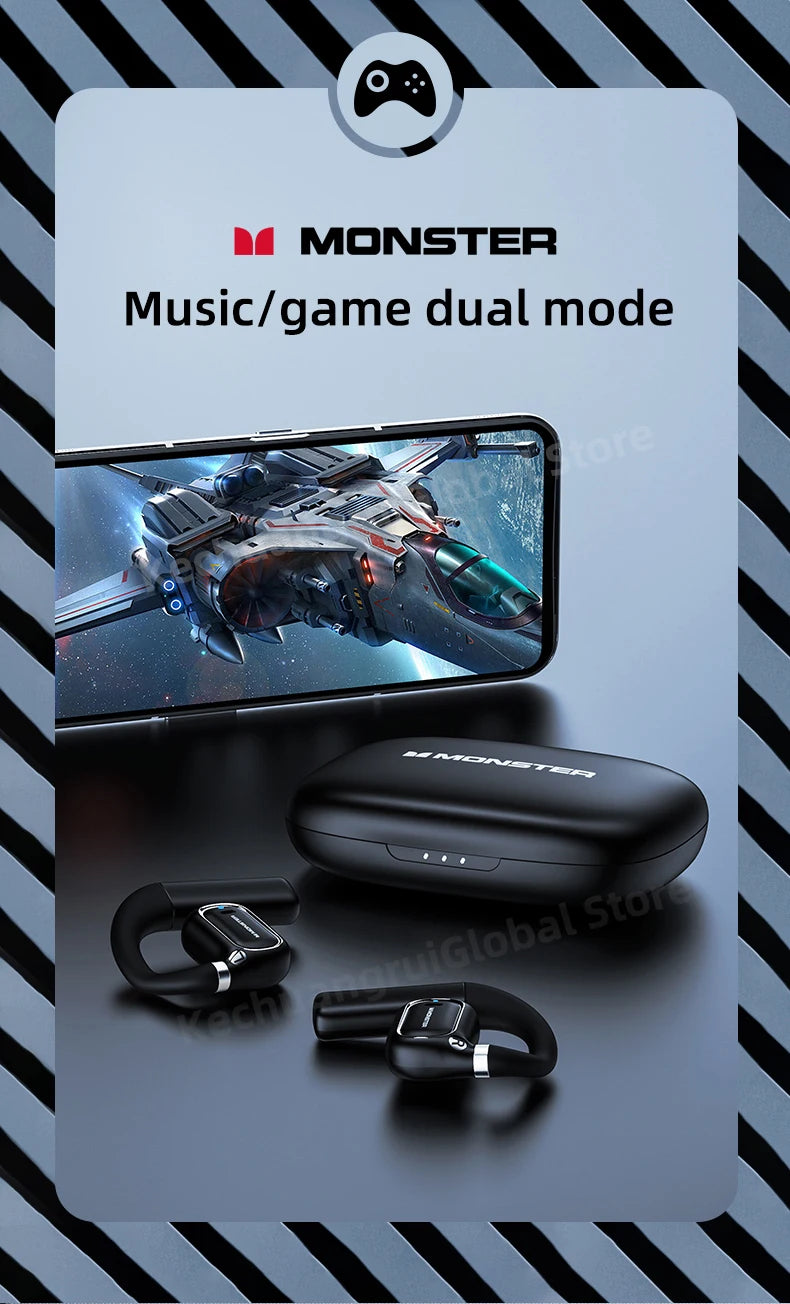 Monster XKO01 - Auriculares TWS Bluetooth 5.3 | 28h Batería | ENC | Ear Hook
