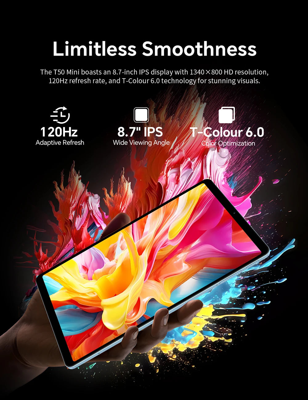 Tablet Teclast T50 Mini 8.7" | Android 15 | 20GB RAM + 128GB | 4G LTE | 120Hz | G99 Octa-Core | GPS | Con Funda