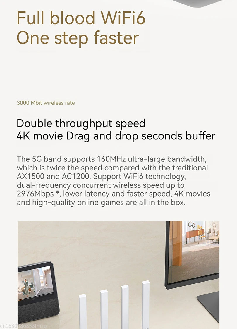 Xiaomi Router AX3000T WiFi 6 Mesh | 3000Mbps | NFC | 256MB | 128 Dispositivos | Gaming | Control Parental | MiWiFi
