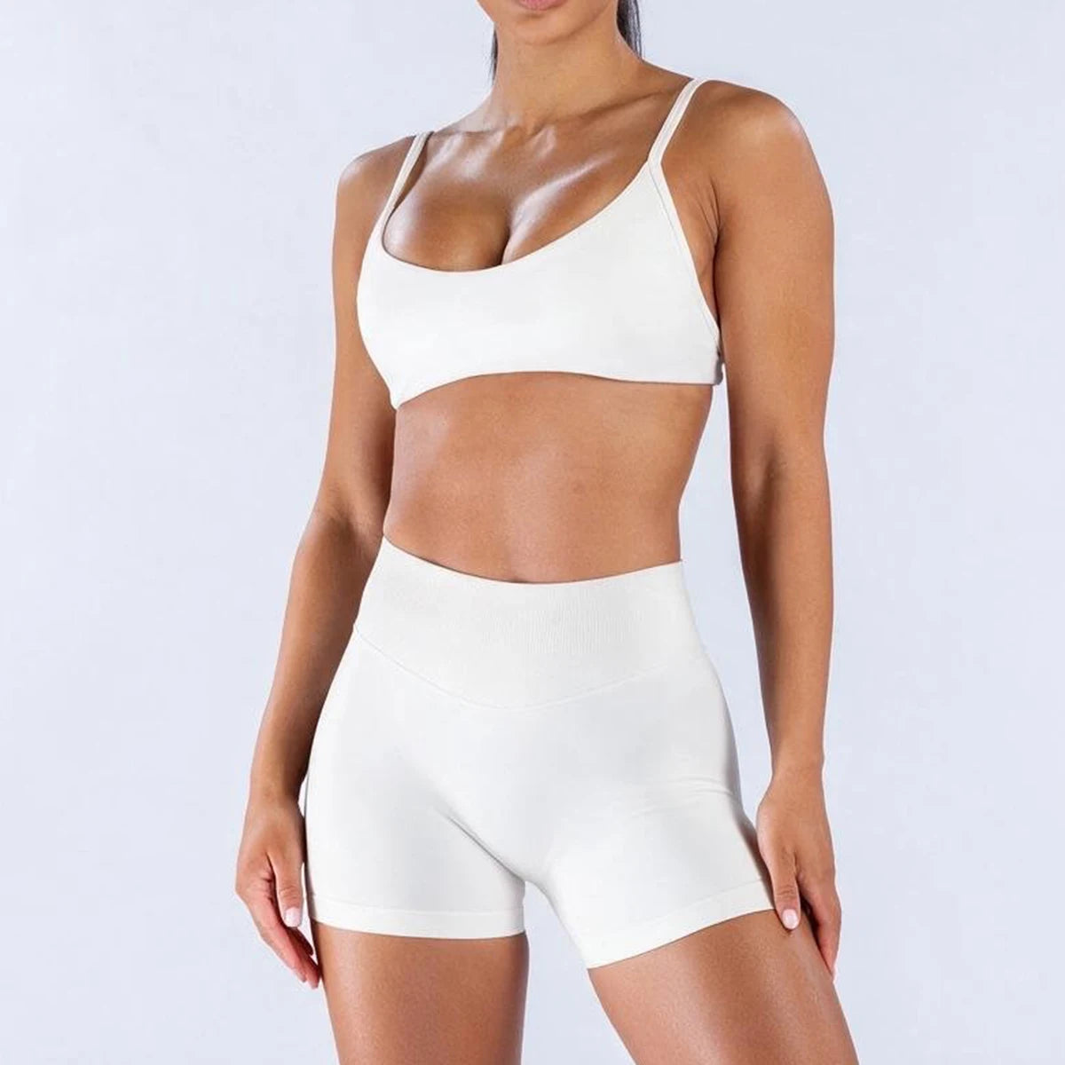 Women's 2-Piece Gym Set | Seamless High-Waist Shorts | Fitness & Pilates