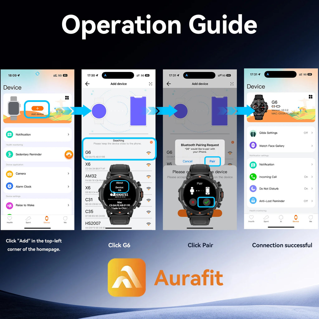 Smartwatch AURAFIT GPS-G6 2025 | AMOLED 1.43" | GPS 6 Satélites | 3ATM | AI GPT | 100+ Deportes