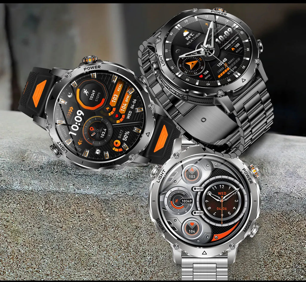 Flttoltn AK106 | Smartwatch Militar 1400mAh | AMOLED 1.7", IP69K, Linterna LED, 100+ Deportes