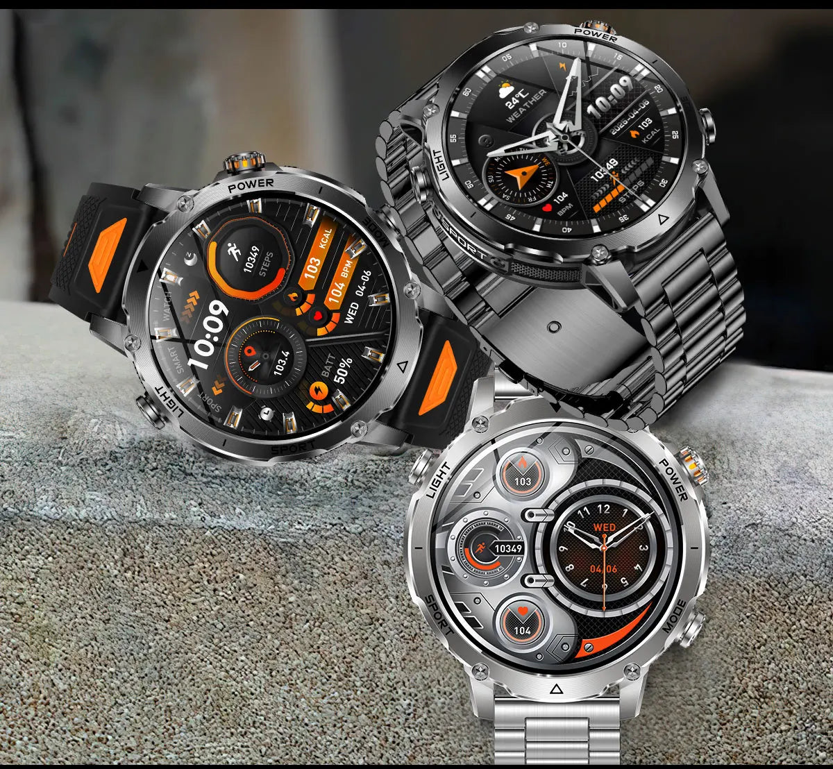 Flttoltn AK106 | Smartwatch Militar 1400mAh | AMOLED 1.7", IP69K, Linterna LED, 100+ Deportes