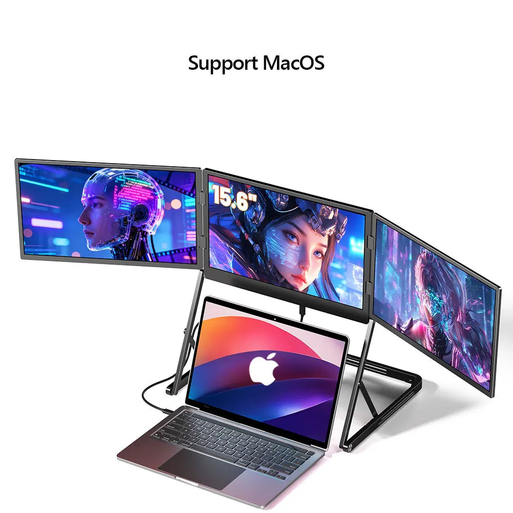SIBOLAN Triple Portable Monitor | 3 × 15.6-inch FHD IPS | Windows & Mac