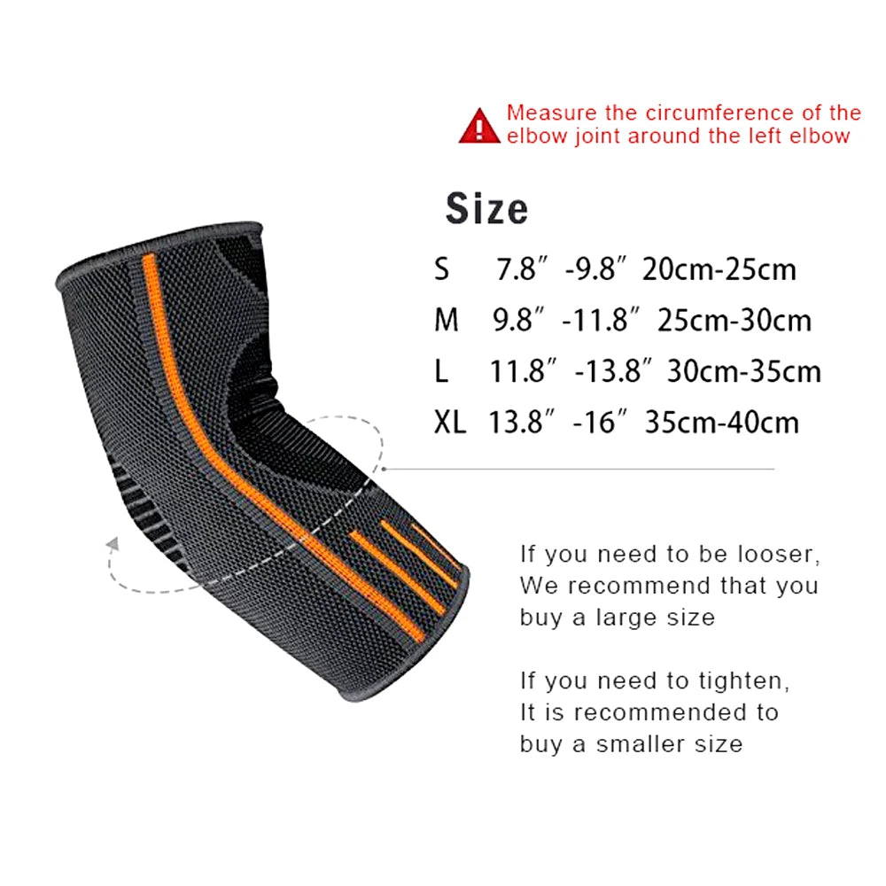 Elbow Compression Sleeve & Support Brace | Nylon/Spandex | Sports, Tennis, Golf & Gym | S-XL