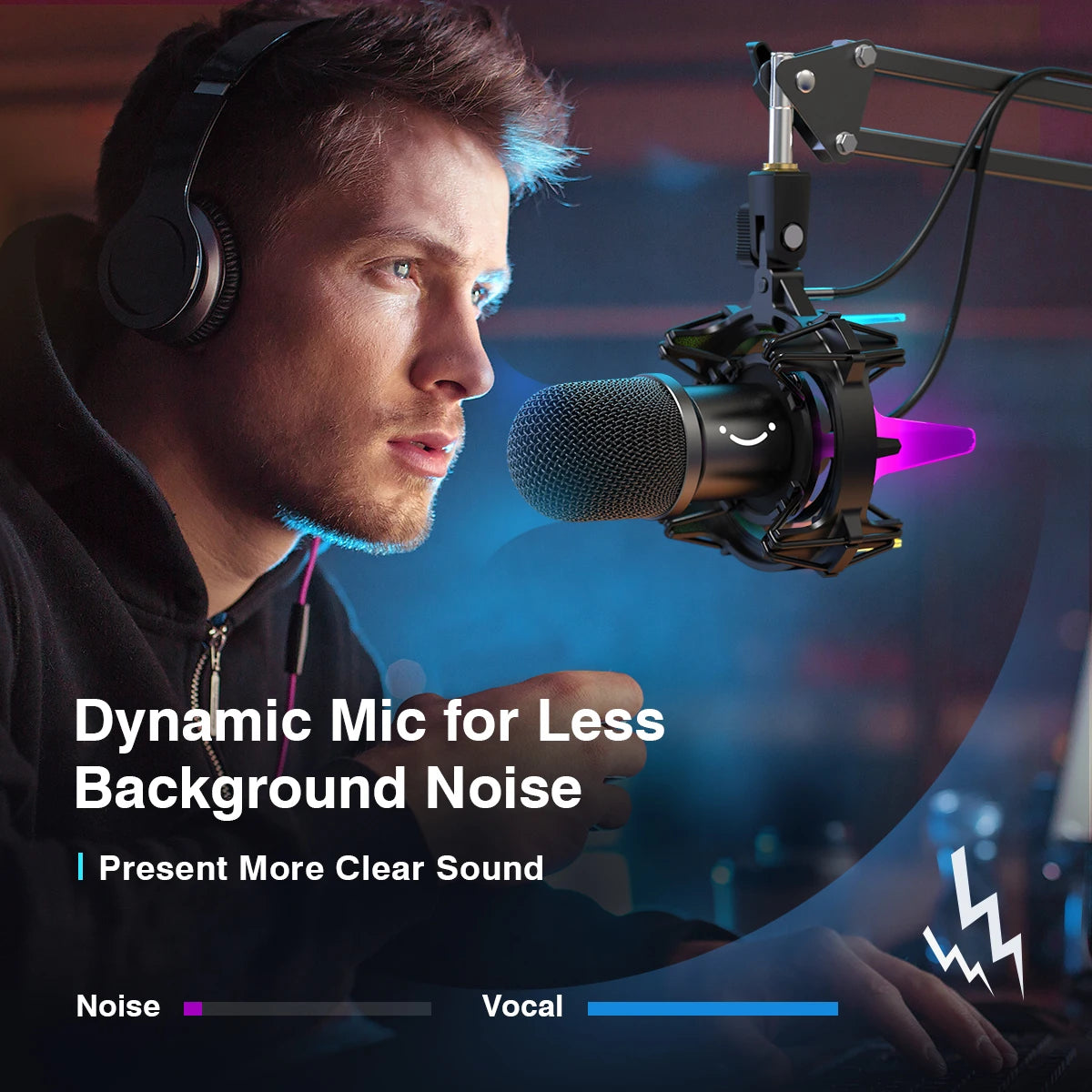 FIFINE K651 USB Dynamic Microphone Kit | Boom Arm | RGB Shock Mount | Cardioid | Streaming & Podcast