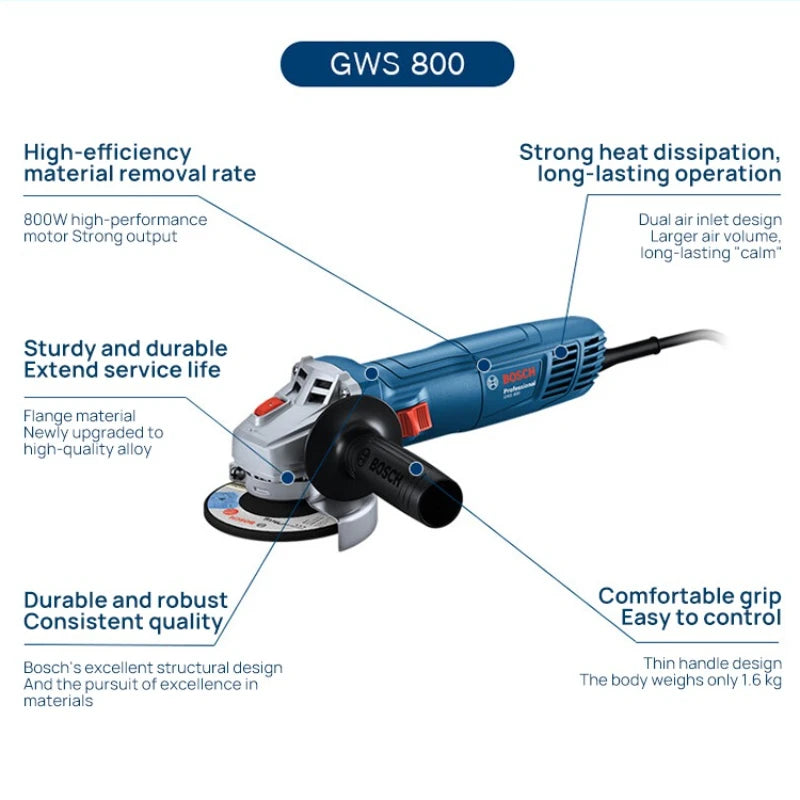 Bosch GWS 800 | 800W 12000RPM Angle Grinder | 100mm Disc