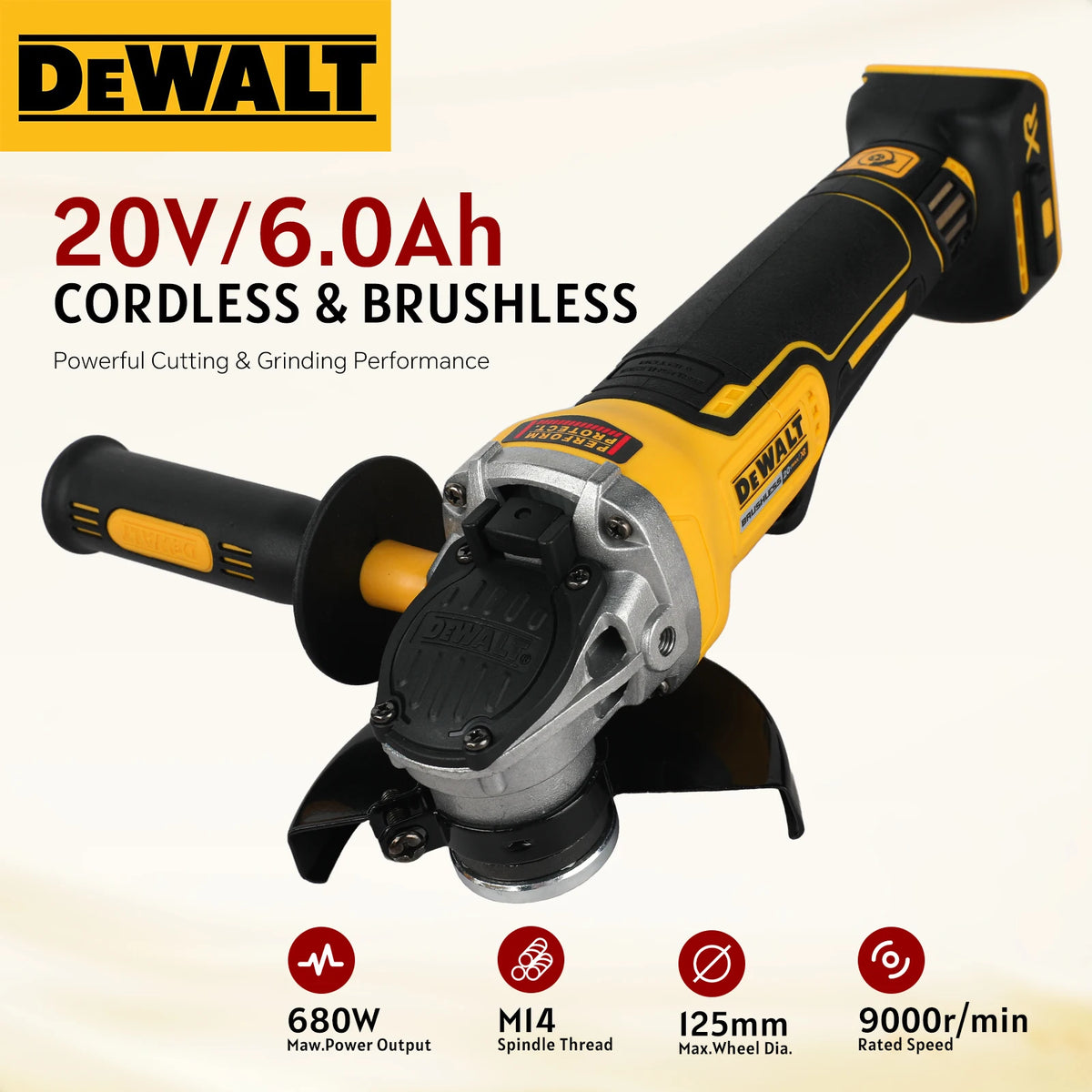 DEWALT-Compatible DCG405 | 18V Brushless Angle Grinder | 125mm