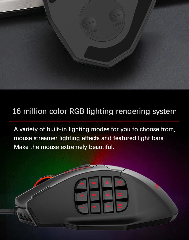 E-YOOSO X39 Wired Gaming Mouse | 12400 DPI | 17 Buttons RGB | Pixart PAW3327 | MMO