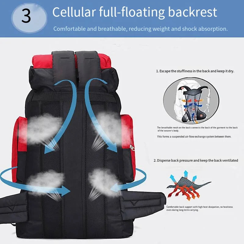 80L Nylon Hiking Backpack | Outdoor Travel / Mochila de montaña