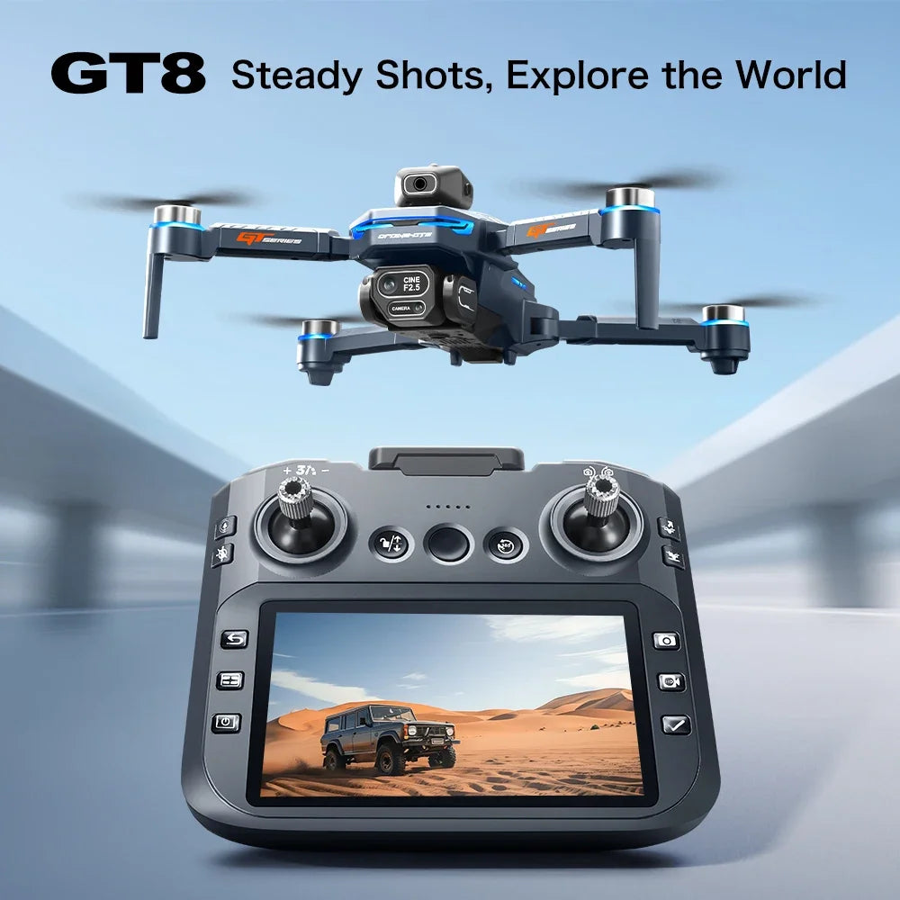 Dron Lenovo GT8 Cámara Dual 8K HD – Motor Brushless, WiFi FPV 5G, Pantalla 4.3", Plegable, Cuadricóptero