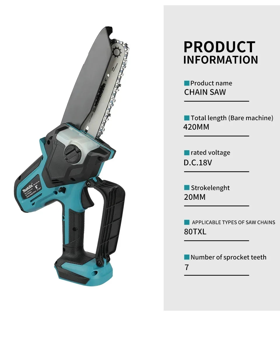 Makita-Compatible 18V 6in Cordless Mini Chainsaw | Woodworking