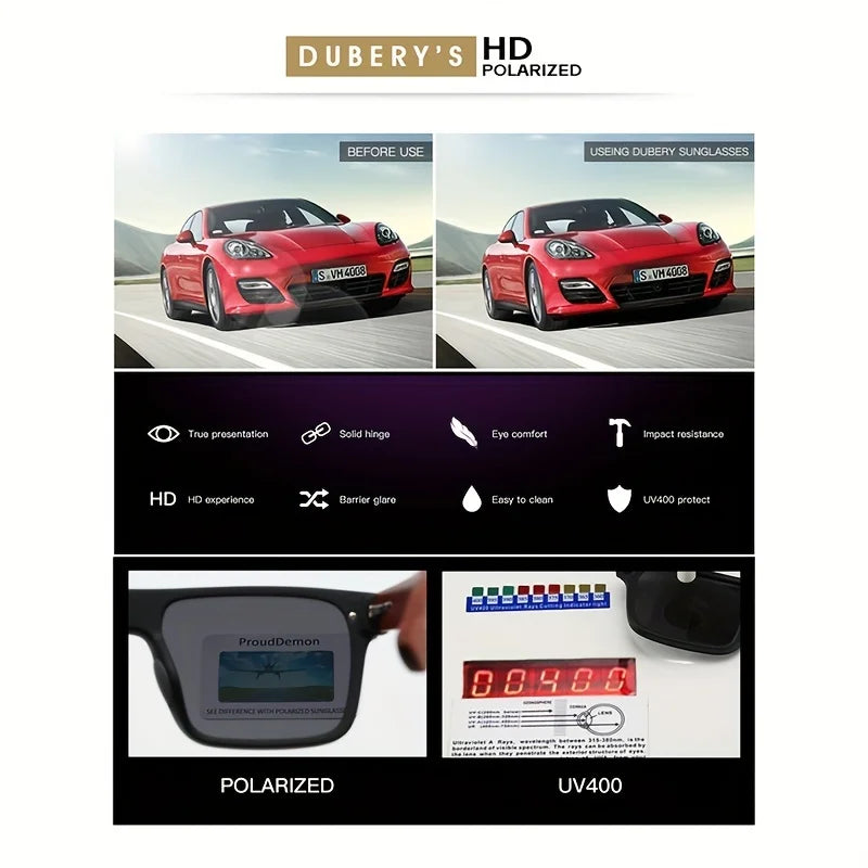 DUBERY Gafas de Sol Polarizadas UV400 | Marco de Madera | 6 Colores