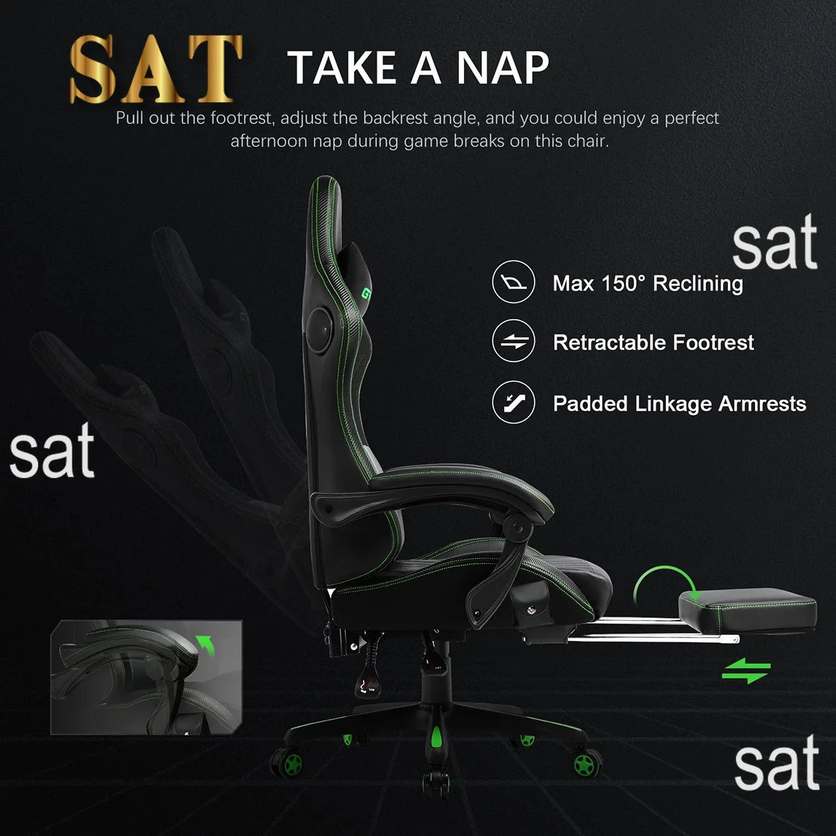 Racing Gaming Chair | Bluetooth Speaker & Footrest | PU Leather