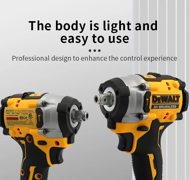 DEWALT-Compatible DCF921 | 20V Brushless Impact Wrench | LED Light