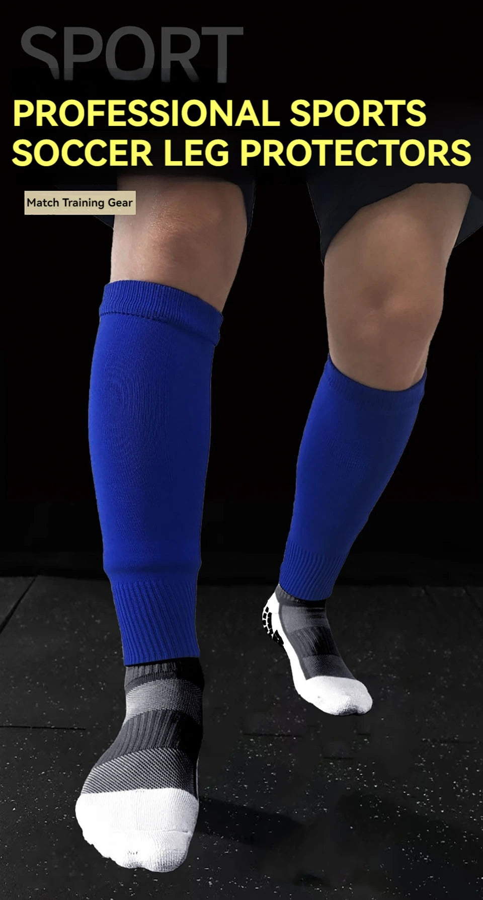 Soccer Leg Compression Sleeve & Shin Guard Socks | Calf Protection for Sports | 10 Colors M/L