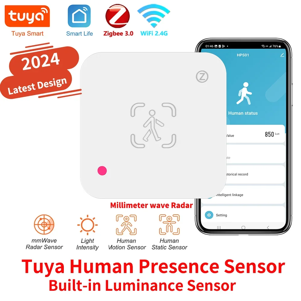 Tuya Zigbee / WiFi Human Presence Sensor – MmWave Radar Detector with Luminance | Smart Home