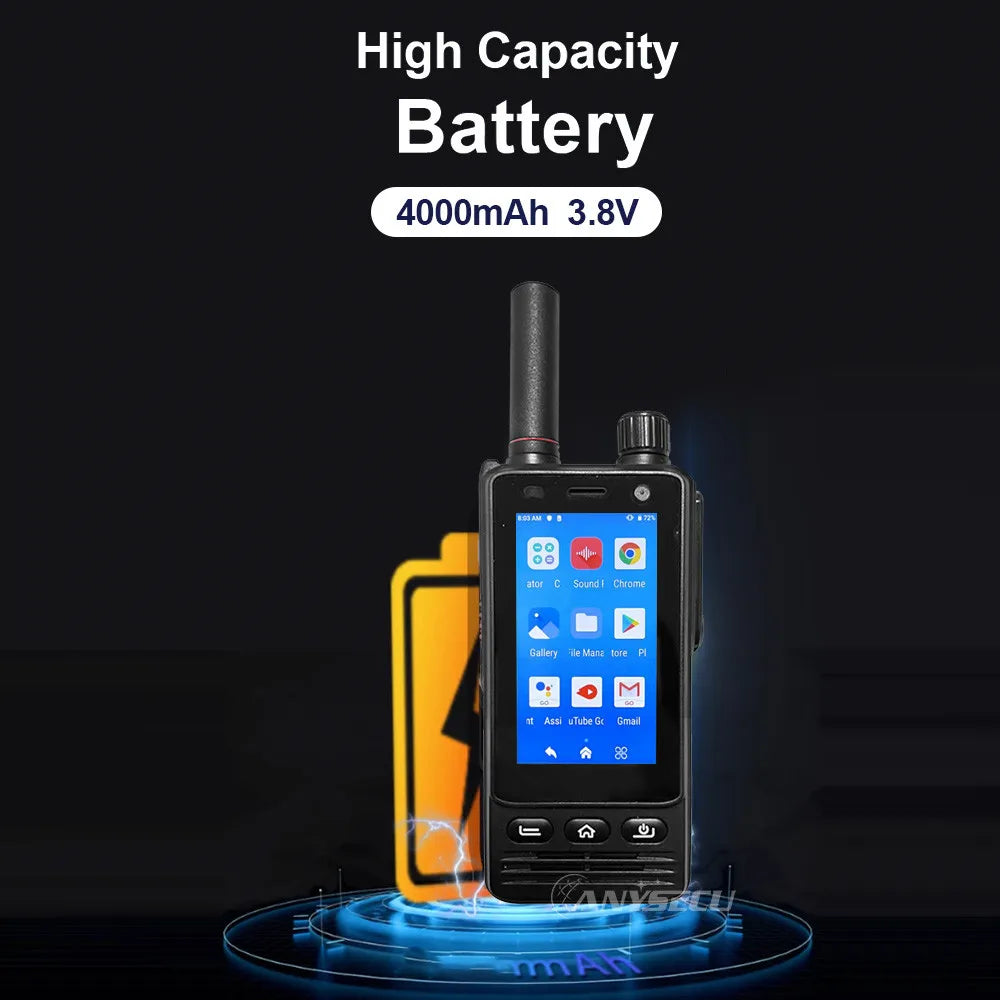 ANYSECU W63 | Walkie Talkie 4G PTT IP68 NFC GPS | Zello RealPTT Android