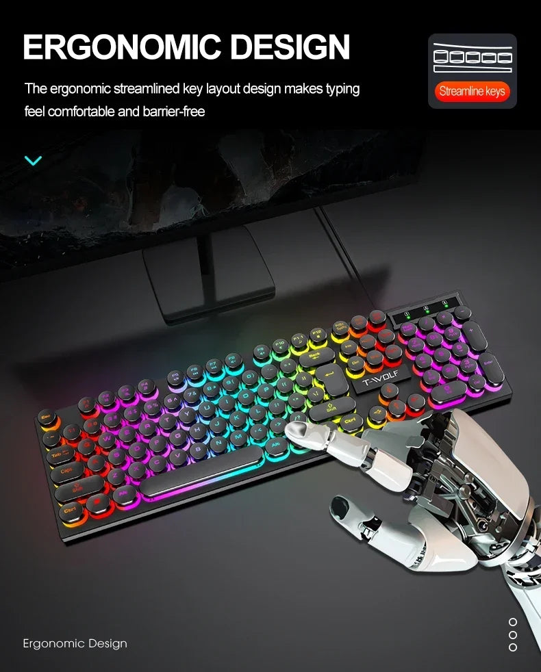 Teclado Mecánico Gaming 104 Teclas | USB | RGB Multicolor | Switch Negro | PC/Laptop | Full-Size RGB Mechanical Gaming Keyboard 104 Keys USB Black Switch PC Laptop
