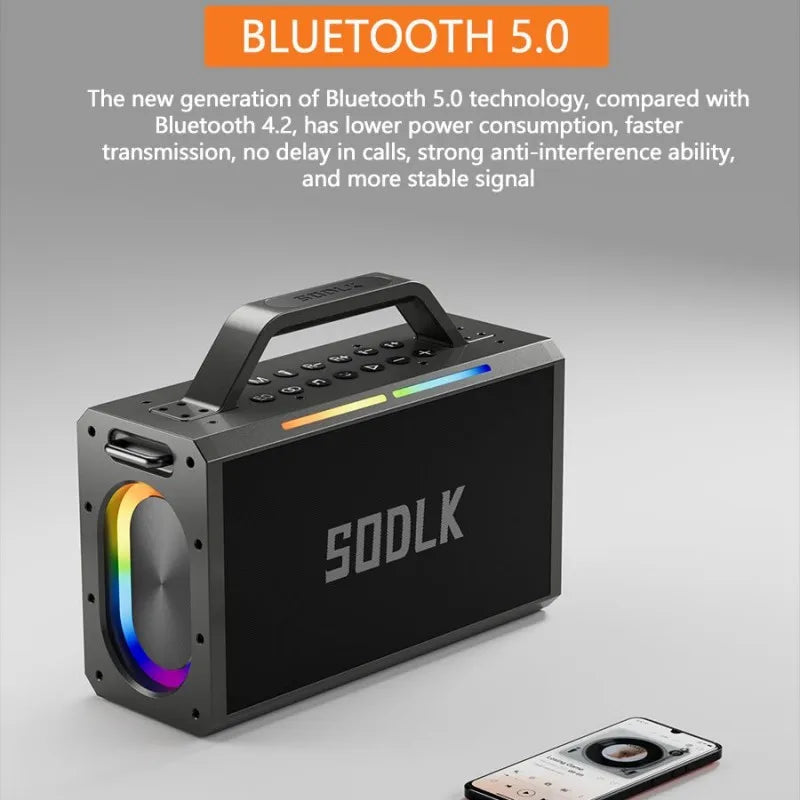 SODLK S1115 | Bocina Bluetooth 200W TWS Karaoke | Batería 24000mAh, RGB, Impermeable