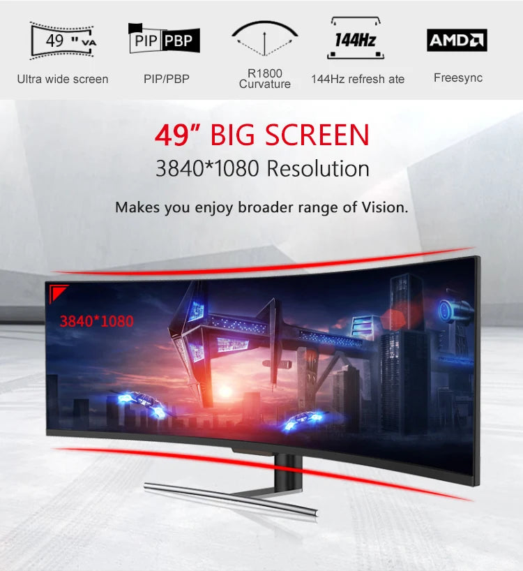49-Inch Ultrawide Curved Monitor 32:9 | 5K 165Hz | Built-in Speakers | Home & Office