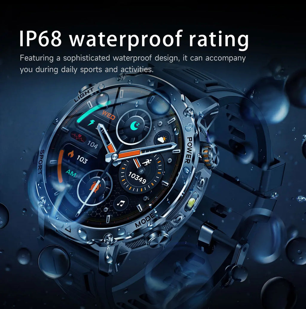 Flttoltn AK106 | Smartwatch Militar 1400mAh | AMOLED 1.7", IP69K, Linterna LED, 100+ Deportes