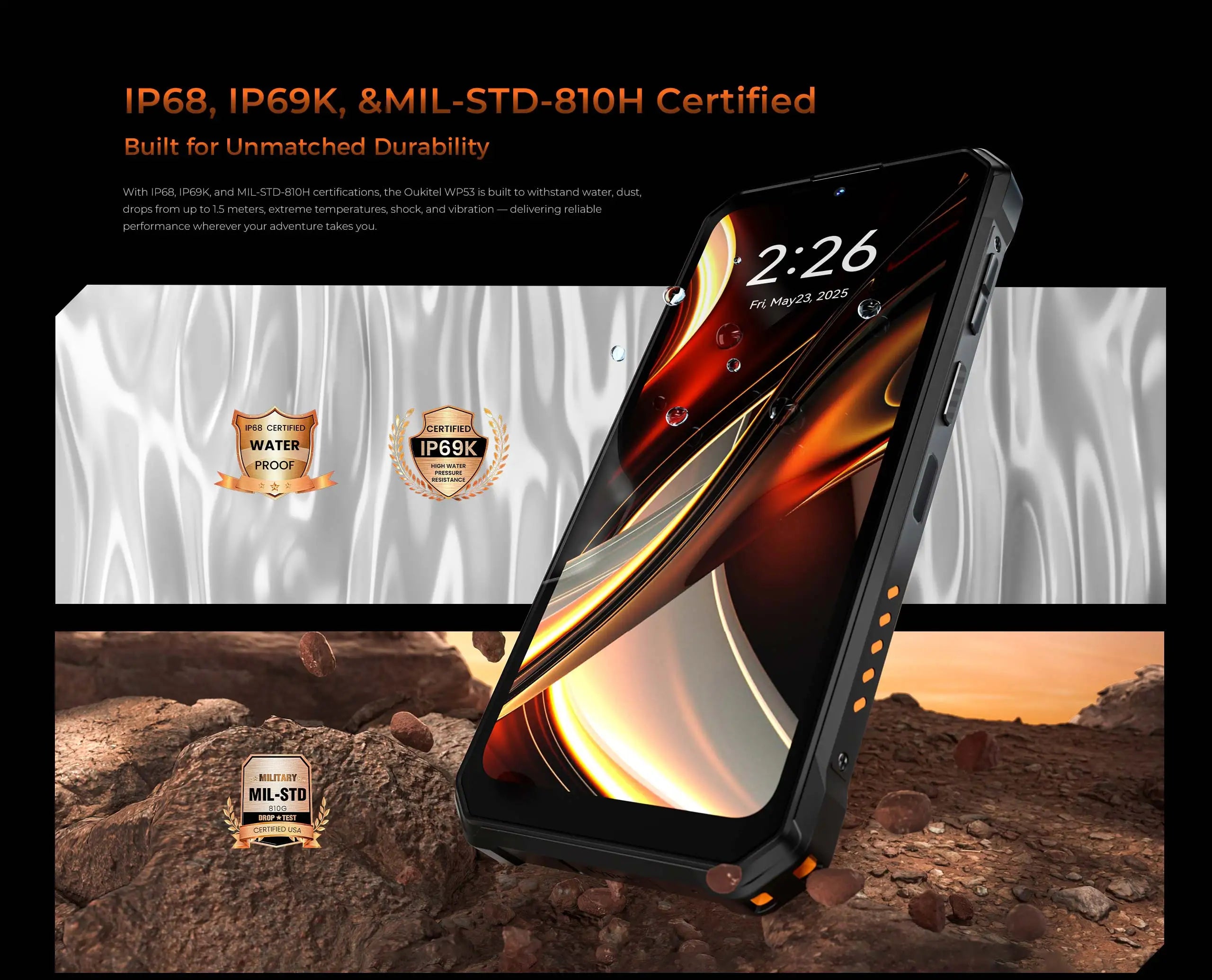 OUKITEL WP53 | Rugged Phone 4G 11000mAh 13MP Android 15 | NFC IP68 128dB
