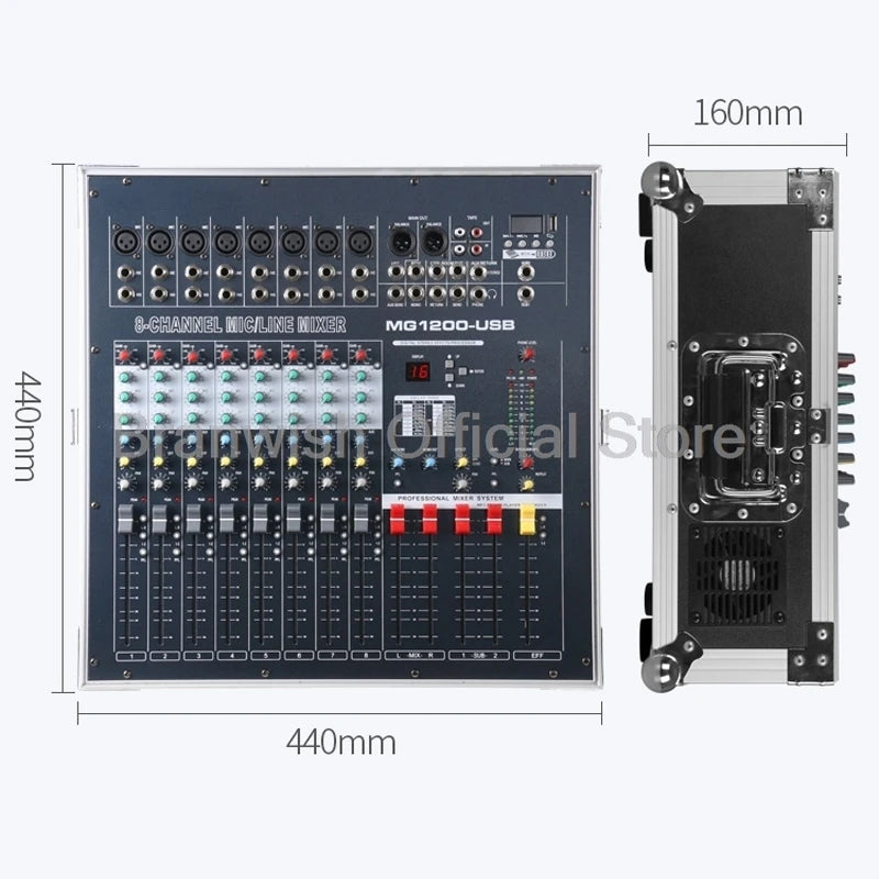 MG800–1600W Powered Audio Mixer | 8-Channel | Mezcladora Amplificada