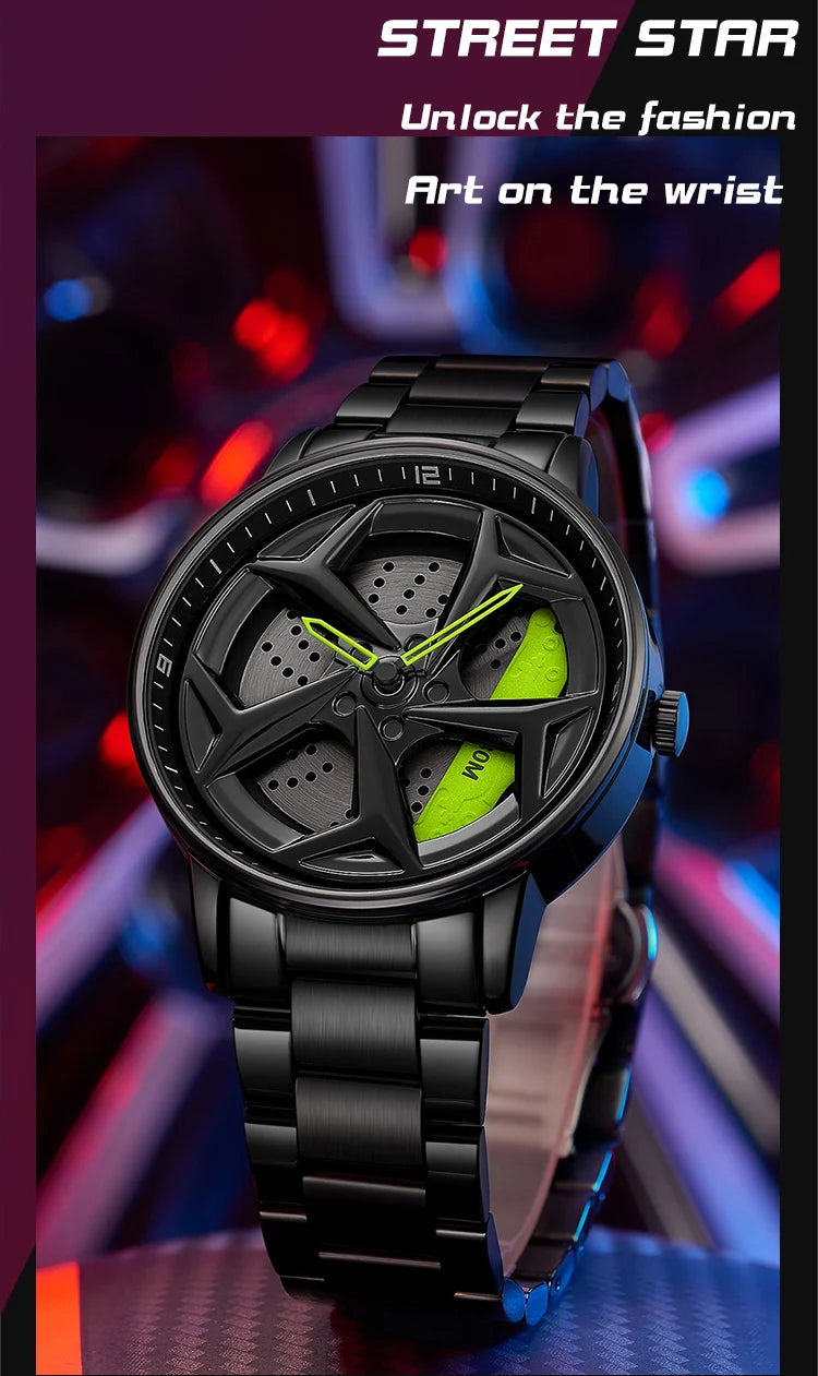 SANDA 1087 Men's Sports Quartz Watch | 360° Rotating Dial | Chronograph | Leather & Steel | Waterproof