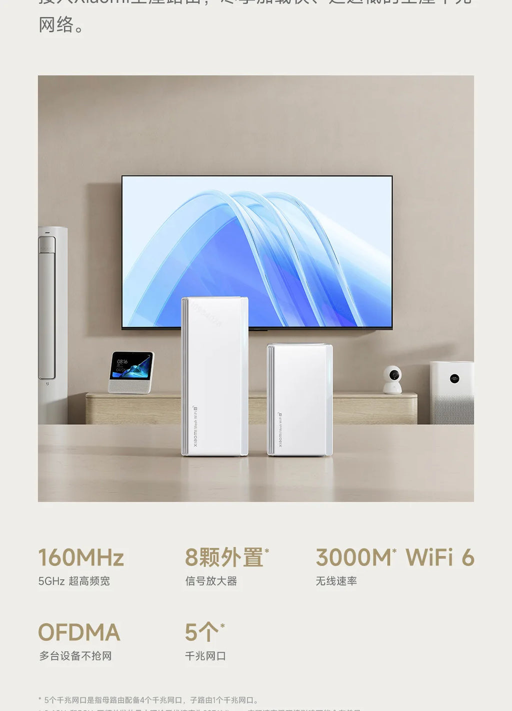 Xiaomi Mesh System AX3000 NE | Kit 1+1 Router Principal + Sub-Router | WiFi 6 | Bluetooth Mesh | IPTV