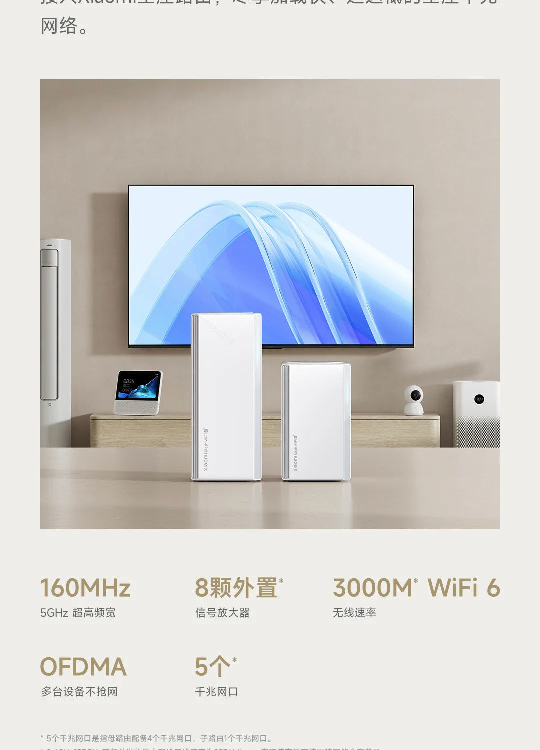 Xiaomi Mesh System AX3000 NE | Kit 1+1 Router Principal + Sub-Router | WiFi 6 | Bluetooth Mesh | IPTV
