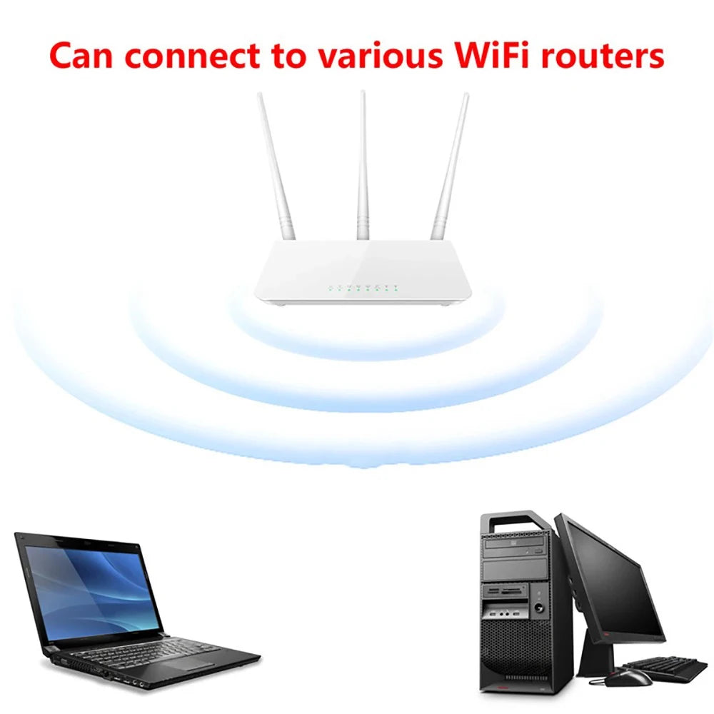 Mini USB WiFi Adapter 150Mbps – 2.4GHz Wireless Network Card with Antenna | PC & Laptop