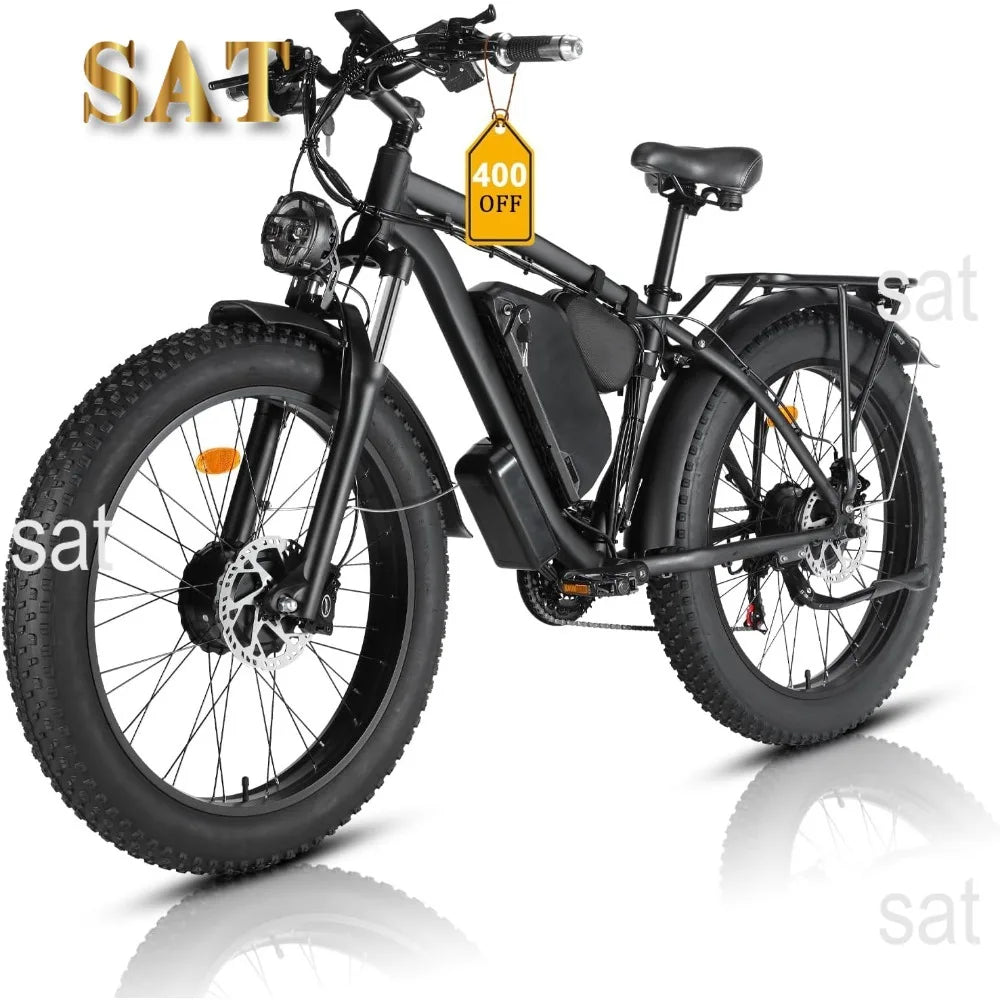 E-Bike Adultos Doble Motor 2000W | 48V 22.4Ah Extraíble | Fat Tire | Todo Terreno | Bicicleta Eléctrica