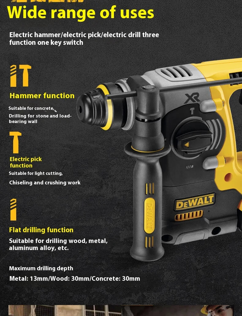 DEWALT DCH273B | 20V SDS Plus Rotary Hammer | Concrete Drilling