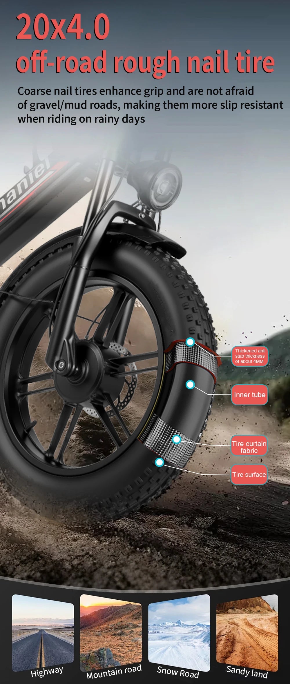 E-Bike 20" Doble Motor 2x1000W | 48V 20Ah Extraíble | 50km/h | Shimano 7v | Frenos Hidráulicos | Marco Aluminio | Adultos